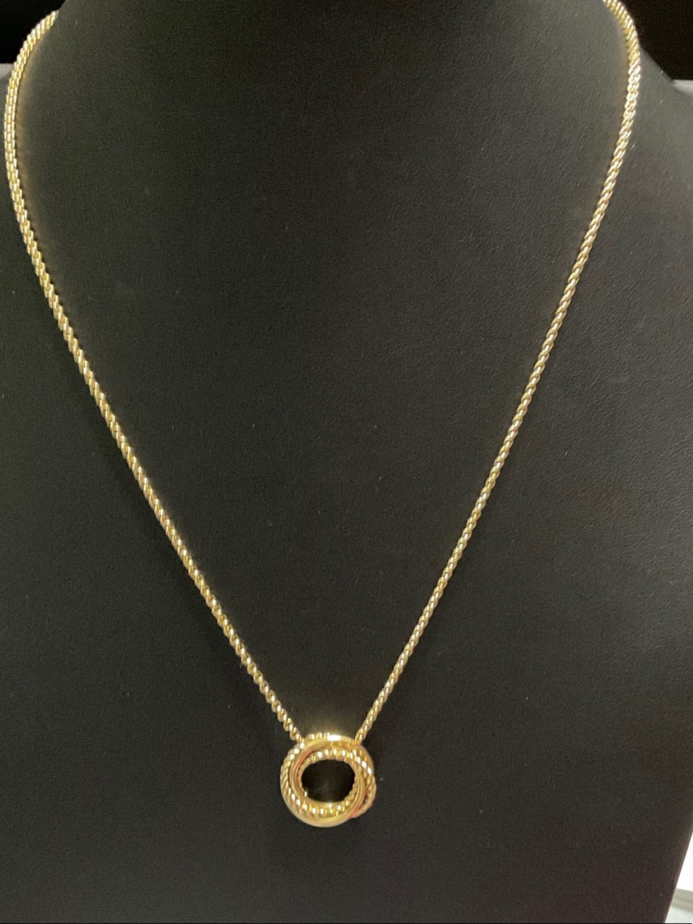 Elegant Gold Rope Necklace with Circular Pendant